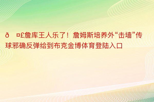 🤣詹库王人乐了！詹姆斯培养外“击墙”传球邪确反弹给到布克金博体育登陆入口